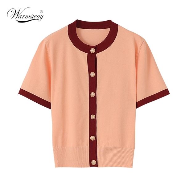women patchwork o-neck knitted short sleeve sweaters cardigans single-breasted t-shirt loose slim tee female b-102 210522, White
women patchwork o-neck knitted short sleeve sweaters cardigans single-breasted t-shirt loose slim tee female b-102 210522, White