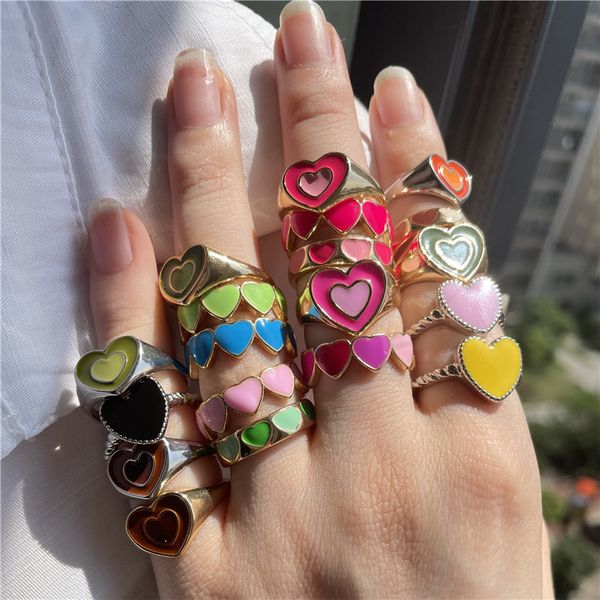 love ring vintage colorful dripping oil heart double layer metal s for women geometry couple jewelry, Slivery;golden
love ring vintage colorful dripping oil heart double layer metal s for women geometry couple jewelry, Slivery;golden