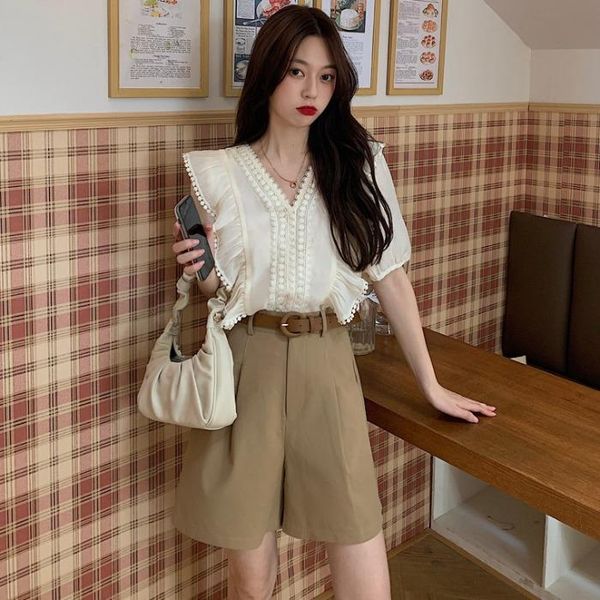 women's pants & capris women shorts ruffled short-sleeved shirt harajuku loose all-match high waist solid casual suit vintage, Black;white
women's pants & capris women shorts ruffled short-sleeved shirt harajuku loose all-match high waist solid casual suit vintage, Black;white
