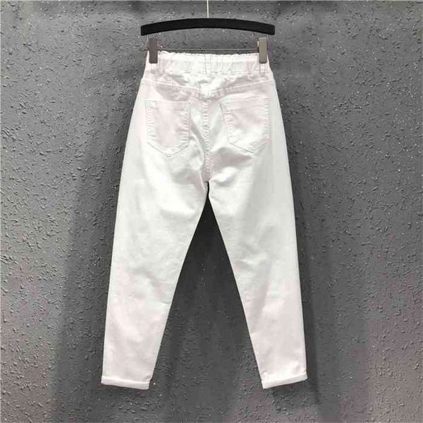 spring summer women cotton denim pants plus size elastic waist loose harem pants female casual ankle-length white jeans d317, Blue
spring summer women cotton denim pants plus size elastic waist loose harem pants female casual ankle-length white jeans d317, Blue