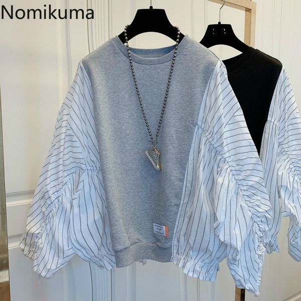 nomikuma korean stripe hit color patchwork sweatshirt causal o-neck batwing long sleeve hoodies new women jumper 6d372 210427, Black
nomikuma korean stripe hit color patchwork sweatshirt causal o-neck batwing long sleeve hoodies new women jumper 6d372 210427, Black