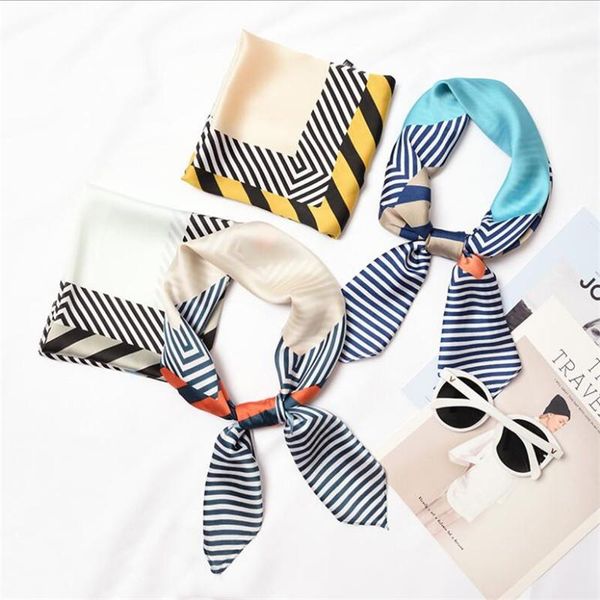 scarves women's square satin silk scarf striped solid color patchwork headband wrap shawls 70*70 cm ties neckerchief, Blue;gray
scarves women's square satin silk scarf striped solid color patchwork headband wrap shawls 70*70 cm ties neckerchief, Blue;gray