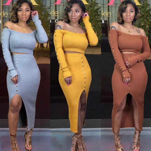 women's tracksuits ribbed knit two piece set women slash neck slim fit crop split long skirt 2 club outfits matching sets rivet, Gray
women's tracksuits ribbed knit two piece set women slash neck slim fit crop split long skirt 2 club outfits matching sets rivet, Gray