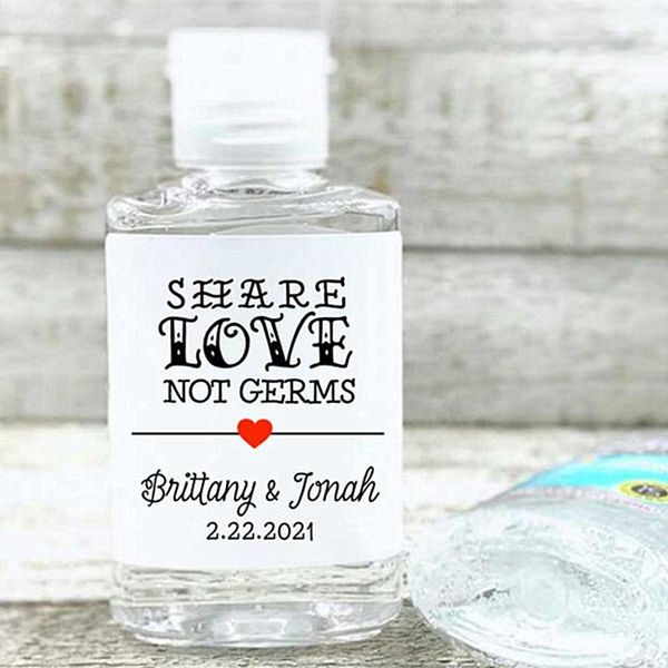 wall stickers customize wedding hand sanitizer favor labels- for party, shower, elopement - share love, not germs- gift guests 
wall stickers customize wedding hand sanitizer favor labels- for party, shower, elopement - share love, not germs- gift guests