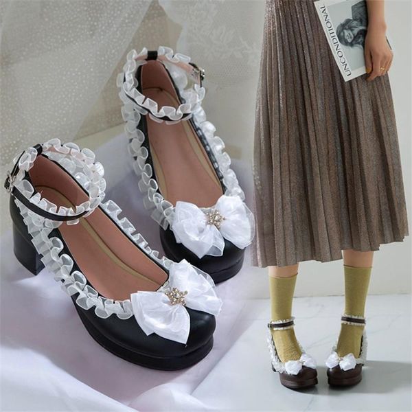 dress shoes pxelena lace ruffles bow tie sweet lolita mary janes women med heels pumps bride wedding party evening cosplay 34-43, Black
dress shoes pxelena lace ruffles bow tie sweet lolita mary janes women med heels pumps bride wedding party evening cosplay 34-43, Black