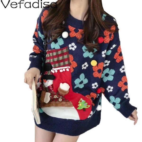 women's sweaters vefadisa christmas print sweater woman 2021 winter thick pullovers knitting o-neck loose blue apricot streetwear qyf14, White;black
women's sweaters vefadisa christmas print sweater woman 2021 winter thick pullovers knitting o-neck loose blue apricot streetwear qyf14, White;black