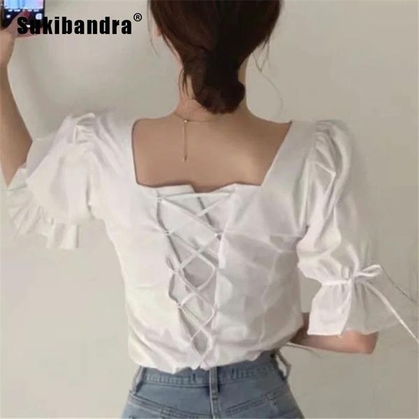 sukibandra summer short lantern sleeve vintage lace up crop elegant ladies korean square collar yellow shirt blouse women's blouses, White
sukibandra summer short lantern sleeve vintage lace up crop elegant ladies korean square collar yellow shirt blouse women's blouses, White