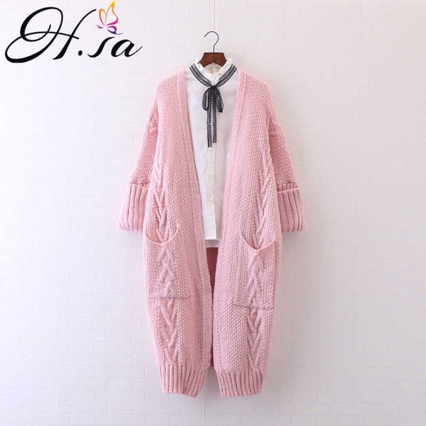 h.sa female cardigans autumn winter sweater cardigan long sleeve oversized knitted jacket coat loose outwear casaco feminina 210716, White;black