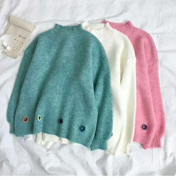 sweater women's pullover loose outer wear lazy autumn 2021 fashion tide all-match knitted sweaters, White;black
sweater women's pullover loose outer wear lazy autumn 2021 fashion tide all-match knitted sweaters, White;black