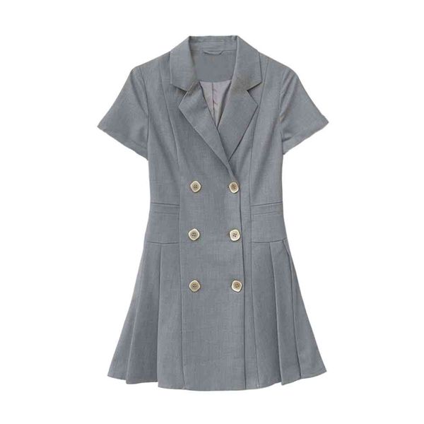 women short sleeve dress empire pleated mini summer double breasted notch collar red black gray khaki d1760 210514
women short sleeve dress empire pleated mini summer double breasted notch collar red black gray khaki d1760 210514