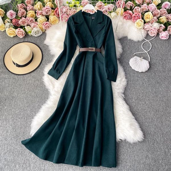 casual dresses vintage green velvet blazer women dress korean elegant office lady sashes female, Black;gray
casual dresses vintage green velvet blazer women dress korean elegant office lady sashes female, Black;gray
