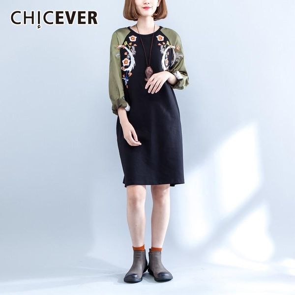 casual dresses chicever 2021 autumn korean a line for women o neck long sleeve loose embroidery patchwork female fashion, Black;gray
casual dresses chicever 2021 autumn korean a line for women o neck long sleeve loose embroidery patchwork female fashion, Black;gray