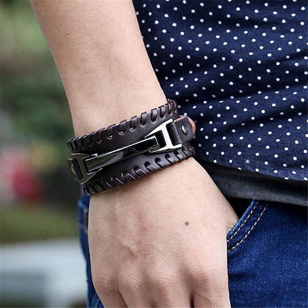 tennis wide leather wristband for men stylish pu bangle with metal charm bracelets punk male pulseira, Golden;silver
tennis wide leather wristband for men stylish pu bangle with metal charm bracelets punk male pulseira, Golden;silver