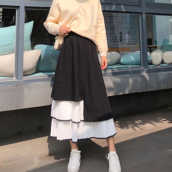 high end summer high waist irregular pleated skirts women stitching long skirt maxi asymmetric a-line elastic waist skirt 210416, Black
high end summer high waist irregular pleated skirts women stitching long skirt maxi asymmetric a-line elastic waist skirt 210416, Black