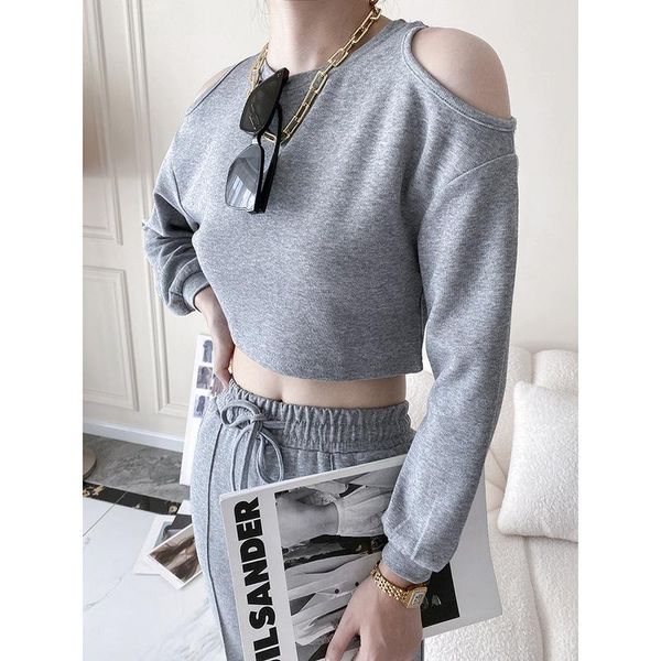 women's two piece pants 2021 autumn girls' leisure two-piece set off shoulder short sweater high waist straight sports suit, White
women's two piece pants 2021 autumn girls' leisure two-piece set off shoulder short sweater high waist straight sports suit, White