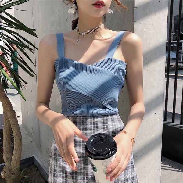 women cami camis camisoles female knitted solid crop cross chest fashion camisole ladies strapless spaghetti for, White
women cami camis camisoles female knitted solid crop cross chest fashion camisole ladies strapless spaghetti for, White