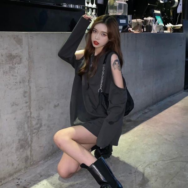 women's hoodies & sweatshirts streetwear korean clothes spring/autumn oversize clothing hollow out fashion all-match o-neck, Black
women's hoodies & sweatshirts streetwear korean clothes spring/autumn oversize clothing hollow out fashion all-match o-neck, Black