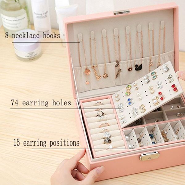 jewelry pouches, bags 95ab protable travel pu double layers box display organizer earrings rings necklaces storage holder, Pink;blue
jewelry pouches, bags 95ab protable travel pu double layers box display organizer earrings rings necklaces storage holder, Pink;blue