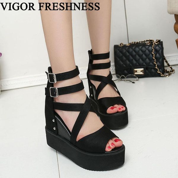 summer sandals women shoes high heels .5cm platform casual woman wedges ladies rivet wy581, Black
summer sandals women shoes high heels .5cm platform casual woman wedges ladies rivet wy581, Black