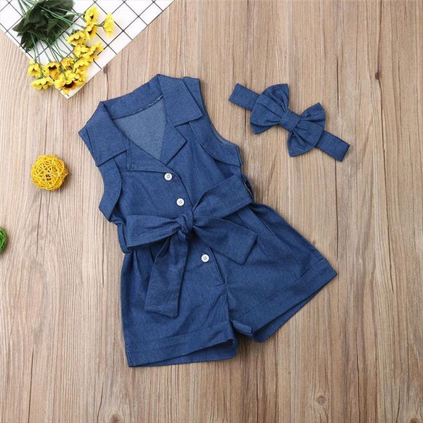 toddler kids baby girls 2pcs lovely outfits clothes denim bow solid headband button bandage sleeveless turn down collar romper, White
toddler kids baby girls 2pcs lovely outfits clothes denim bow solid headband button bandage sleeveless turn down collar romper, White