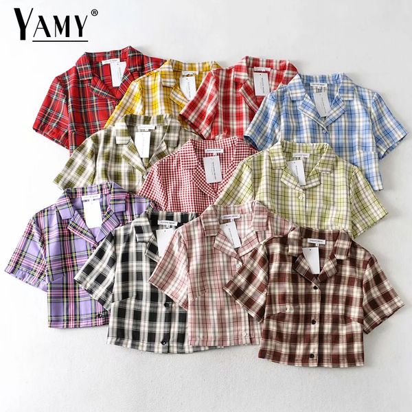 summer blouse women vintage crop shirt streetwear plaid ladies elegant button up shirt korean crop red 2021, White
summer blouse women vintage crop shirt streetwear plaid ladies elegant button up shirt korean crop red 2021, White