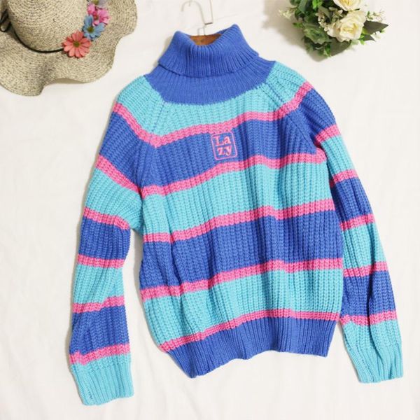womens striped roll neck jumper sweater with embroidered letter lazy turtleneck oversized chunky knit pullovers women's sweaters, White;black
womens striped roll neck jumper sweater with embroidered letter lazy turtleneck oversized chunky knit pullovers women's sweaters, White;black