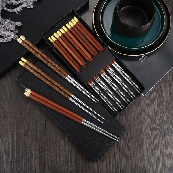 chopsticks 5 pairs stainless steel japanese reusable natural wood chinese set gift pack hashi sushi sticks
chopsticks 5 pairs stainless steel japanese reusable natural wood chinese set gift pack hashi sushi sticks