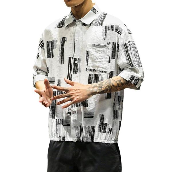 men's fashion retro short sleeve shirt comfortable printed fabric soft men dress slim fit camisa masculina casual shirts, White;black
men's fashion retro short sleeve shirt comfortable printed fabric soft men dress slim fit camisa masculina casual shirts, White;black
