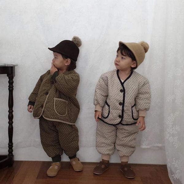 clothing sets winter baby warm clothes set boys girls fashion dot print casual coat + trousers 2pcs cotton thicken kids suit, White
clothing sets winter baby warm clothes set boys girls fashion dot print casual coat + trousers 2pcs cotton thicken kids suit, White