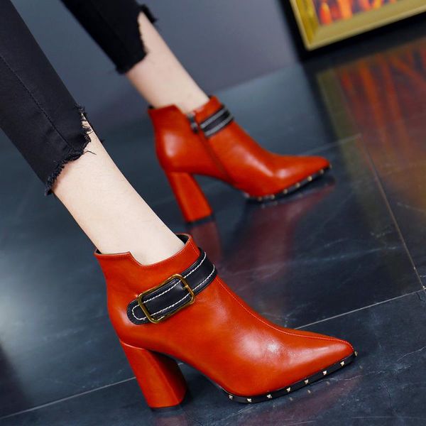 boots rivets versatile belt buckle thick with high heel 2021 side zipper fashion pointed bare female autumn, Black
boots rivets versatile belt buckle thick with high heel 2021 side zipper fashion pointed bare female autumn, Black