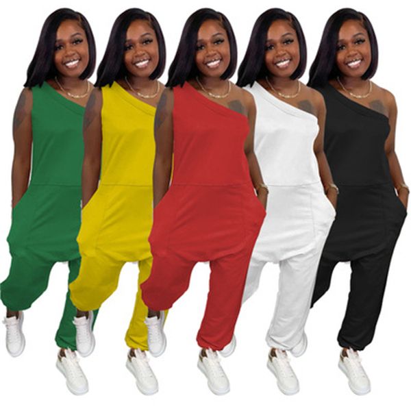 womens oblique one shoulder rompers fashion trend solid colors strapless loose trousers designer summer female pocket casual sports jumpsui, Black;white
womens oblique one shoulder rompers fashion trend solid colors strapless loose trousers designer summer female pocket casual sports jumpsui, Black;white