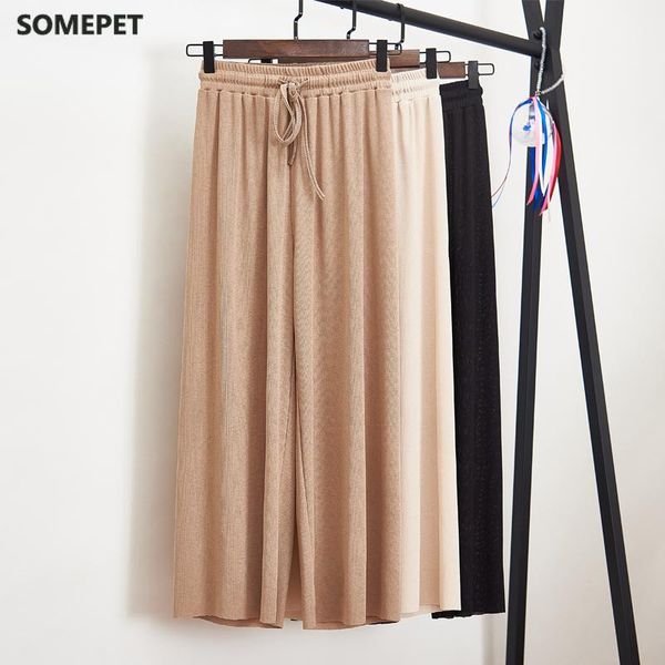 women summer thin knit trousers black wide leg loose pants ankle length casual trouser elastic waist plus size s-4xl women's & capris, Black;white
women summer thin knit trousers black wide leg loose pants ankle length casual trouser elastic waist plus size s-4xl women's & capris, Black;white