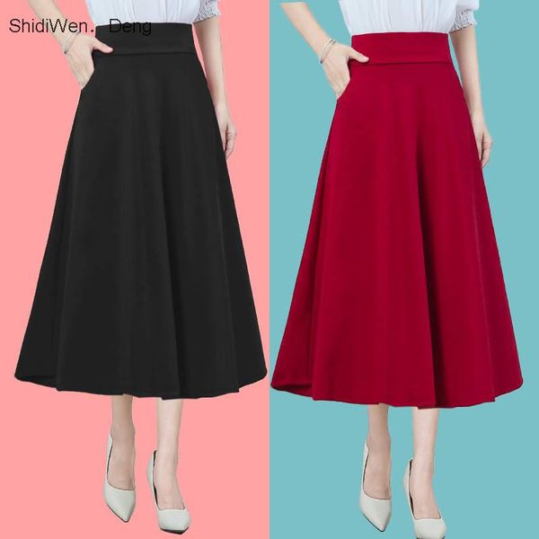 skirts women high waist midi skirt 2021 summer vintage style elastic ladies a line black red wine flare fashion korean f159
skirts women high waist midi skirt 2021 summer vintage style elastic ladies a line black red wine flare fashion korean f159