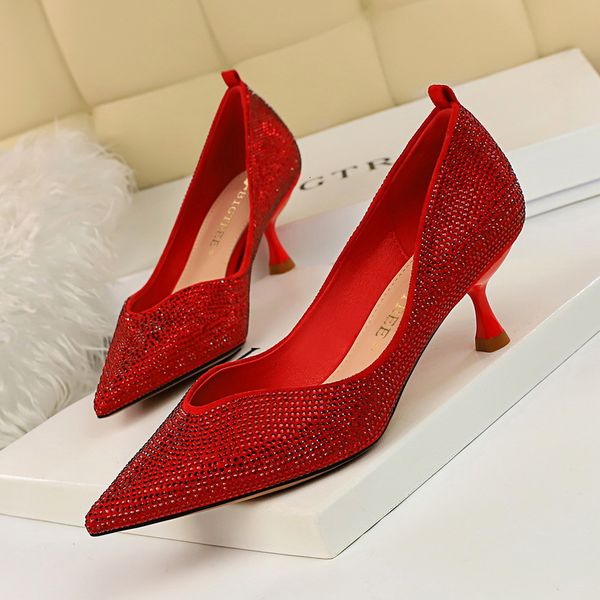 dress shoes korean-style-style banquet high-heel shallow mouth pointed shine man-made diamond versatile women's shoes, Black
dress shoes korean-style-style banquet high-heel shallow mouth pointed shine man-made diamond versatile women's shoes, Black
