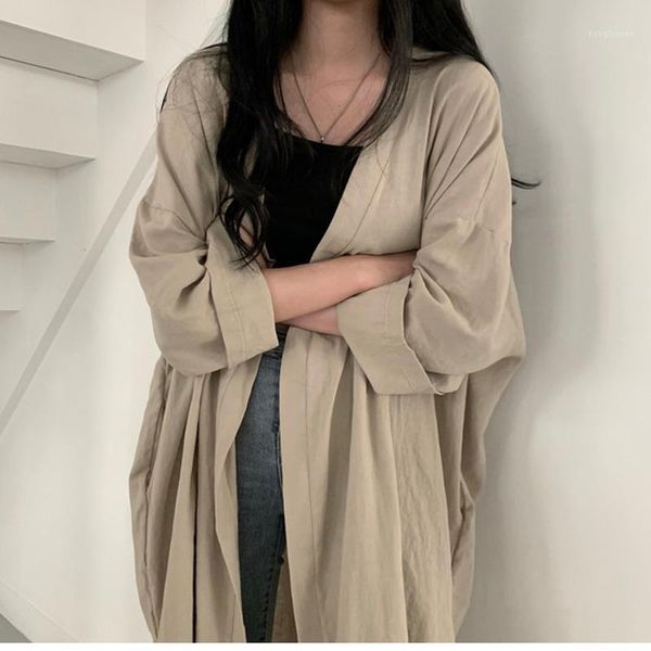 korean windbreaker jacket womens spring autumn loose thin cotton linen long jackets basic coat ladies outerwear women's, Black;brown
korean windbreaker jacket womens spring autumn loose thin cotton linen long jackets basic coat ladies outerwear women's, Black;brown
