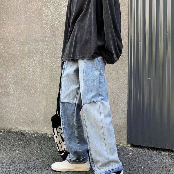 men's jeans stitching pantalones fashion casual loose wide leg four seasons men streetwear pants pantalons décontractés, Blue
men's jeans stitching pantalones fashion casual loose wide leg four seasons men streetwear pants pantalons décontractés, Blue