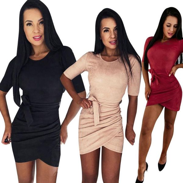 summer women solid color package hips slim mini dress short sleeve sashes irregular bandage lady casual dresses, Black;gray
summer women solid color package hips slim mini dress short sleeve sashes irregular bandage lady casual dresses, Black;gray