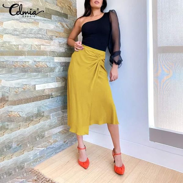 celmia elegant women long skirt 2021 high waist solid wrap irregular knotted summer casual party office skirts plus size, Black
celmia elegant women long skirt 2021 high waist solid wrap irregular knotted summer casual party office skirts plus size, Black