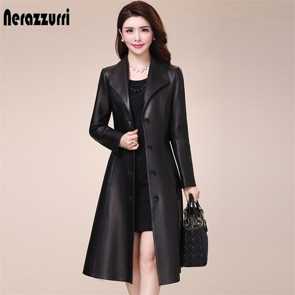 nerazzurri spring autumn long black soft faux leather coat women long sleeve buttons slim fit elegant leather jacket women 210916
nerazzurri spring autumn long black soft faux leather coat women long sleeve buttons slim fit elegant leather jacket women 210916
