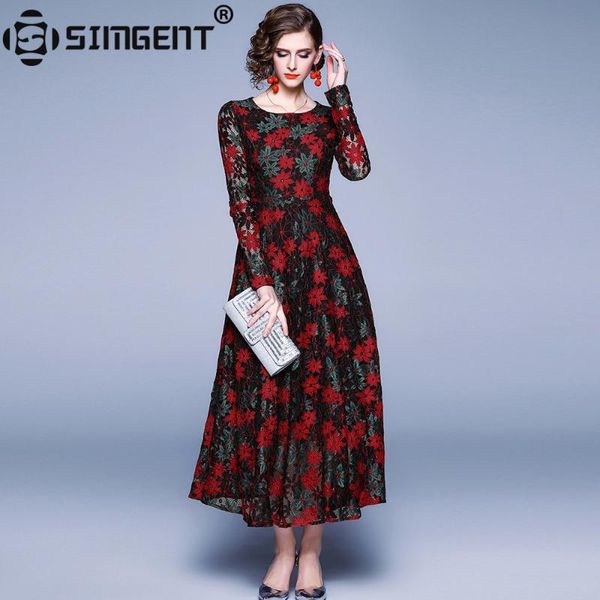 casual dresses simgent floral maxi dress womens autumn elegant vintage o-neck long sleeve lace flared vestidos para mujer sg910174, Black;gray
casual dresses simgent floral maxi dress womens autumn elegant vintage o-neck long sleeve lace flared vestidos para mujer sg910174, Black;gray