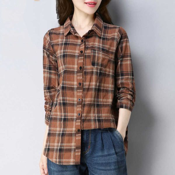 women's blouses & shirts arrival spring autumn women long sleeve loose shirt plus size casual plaid turn-down collar blouse c x4u4, White
women's blouses & shirts arrival spring autumn women long sleeve loose shirt plus size casual plaid turn-down collar blouse c x4u4, White
