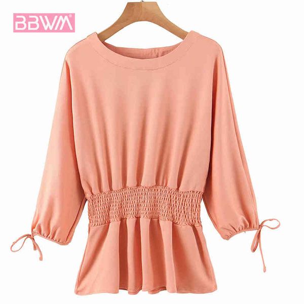 round neck long sleeve candy-colored waist female shirt korean chic elegant summer women's 210507, White
round neck long sleeve candy-colored waist female shirt korean chic elegant summer women's 210507, White