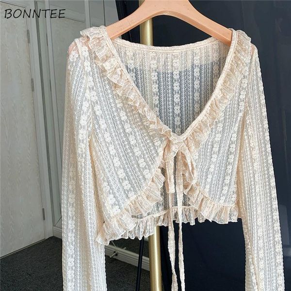 women's blouses & shirts women summer thin ruffles vintage breathable mesh cropped sunscreen all-match basic slim tender retro female a, White
women's blouses & shirts women summer thin ruffles vintage breathable mesh cropped sunscreen all-match basic slim tender retro female a, White