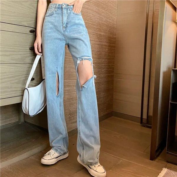 women's jeans 2021 spring autumn ripped women korean style loose straight wide-leg high waisted for, Blue
women's jeans 2021 spring autumn ripped women korean style loose straight wide-leg high waisted for, Blue