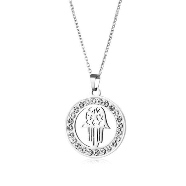 pendant necklaces stainless steel necklace crystal rhinestone hasma hand of fatima for women wedding valentine's day, Silver
pendant necklaces stainless steel necklace crystal rhinestone hasma hand of fatima for women wedding valentine's day, Silver