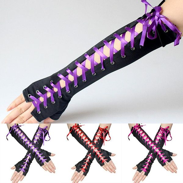five fingers gloves elbow length fingerless glove satin ribbon lace up arm fishnet mesh etiquette party gothic style cosplay mittens, Blue;gray
five fingers gloves elbow length fingerless glove satin ribbon lace up arm fishnet mesh etiquette party gothic style cosplay mittens, Blue;gray