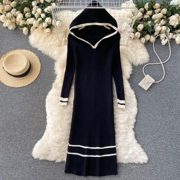 casual dresses singreiny korean chic hooded knitted dress female long sleeve stripe elastic slim midi fashion retro autumn winter, Black;gray
casual dresses singreiny korean chic hooded knitted dress female long sleeve stripe elastic slim midi fashion retro autumn winter, Black;gray