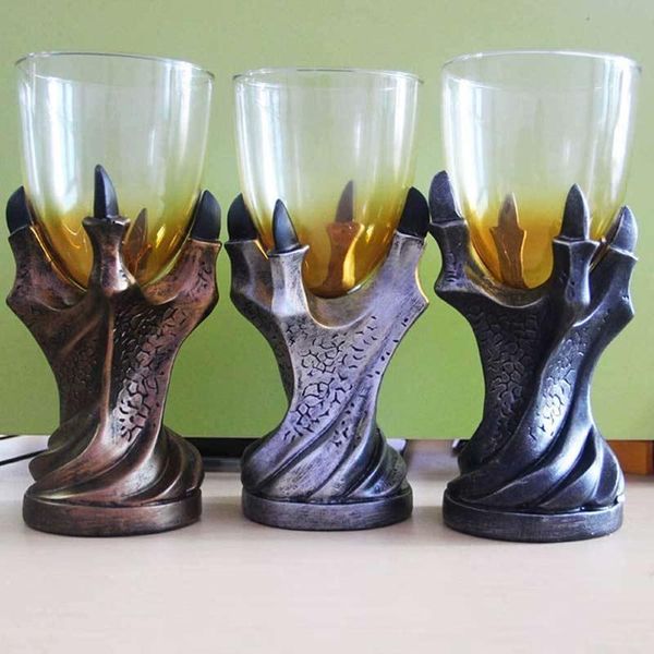 

wine glasses creative resin 3d dragon claw goblet glass whiskey home bar drinkware halloween party decor beer 300ml gifts
