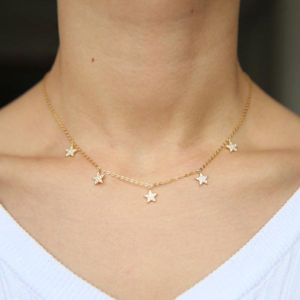 cz star charm 5 pcs gold silver color lovely girl women necklaces 925 sterling jewelry chokers, Golden;silver
cz star charm 5 pcs gold silver color lovely girl women necklaces 925 sterling jewelry chokers, Golden;silver