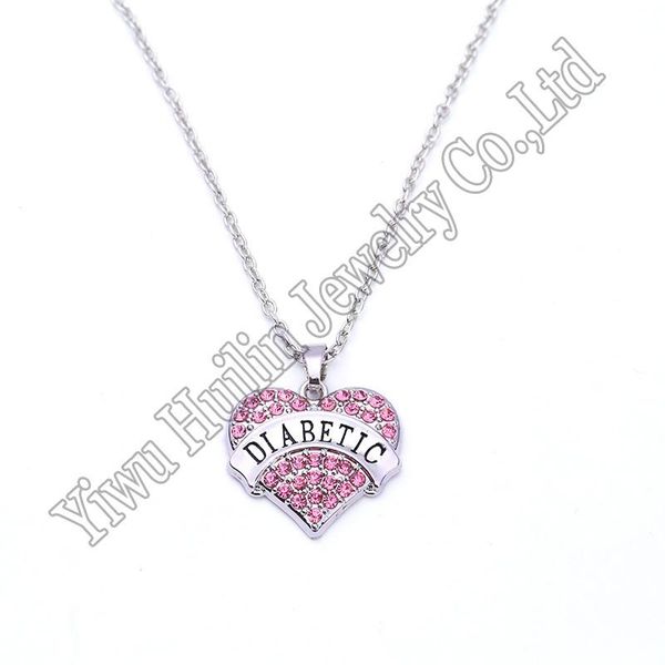pendant necklaces take care of diabetic love clear rhinestone heart charm nelcklace, Silver
pendant necklaces take care of diabetic love clear rhinestone heart charm nelcklace, Silver